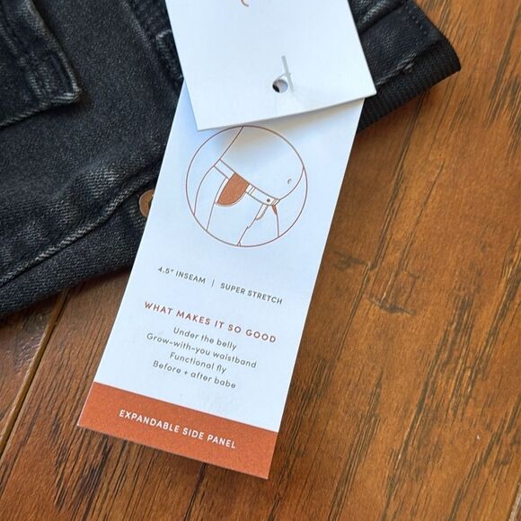 NWT Isabel by Ingrid + Isabel Maternity 2 Midi Short Black Jean Shorts Pregnancy - Picture 10 of 12